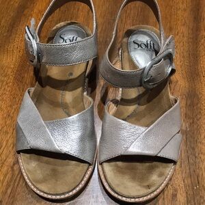 Sofft Silver and Taupe Sandals with Buckle
